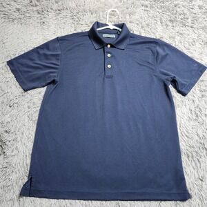 Cubavera Golf Polo Mens Medium Blue Polyester Ribbed Short Sleeve Beach Casual